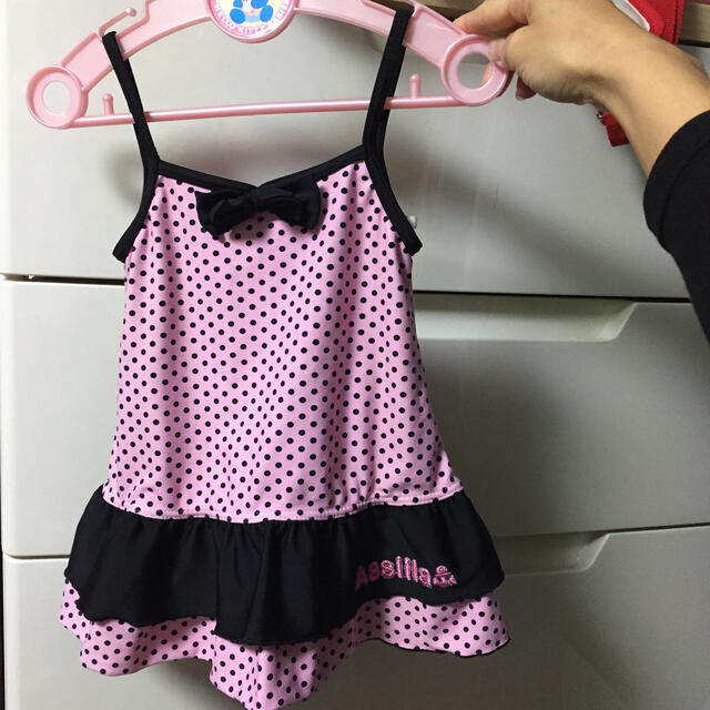 フリル ドット 水着 100センチ キッズ/ベビー/マタニティのキッズ服女の子用(90cm~)(水着)の商品写真