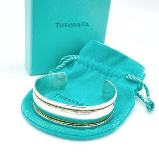 ティファニー(Tiffany & Co.)の極希少 良品 ティファニー ダブル ライン コンビ カフ バングル NK3(ブレスレット/バングル)