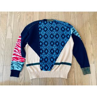 TOGA PULLA / トーガプルラ | Rug jacquard knit pullover ラグ ジャガード フリンジ ニット プルオーバー | 36 | グレージュ/レッド | レディース