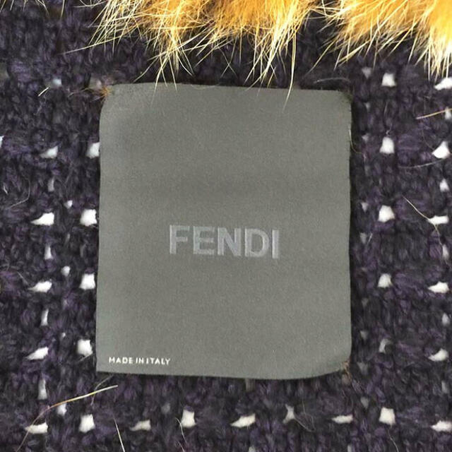 FENDI(フェンディ)のフェンディ フォックスファー付き カシミヤジャケット サイズ42 パープル レディースのジャケット/アウター(ニットコート)の商品写真