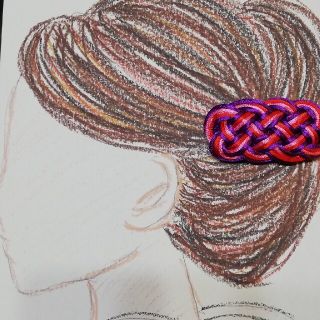 送料込み　ハンドメイド　中国結び　和風バレッタ　紫(ヘアアクセサリー)