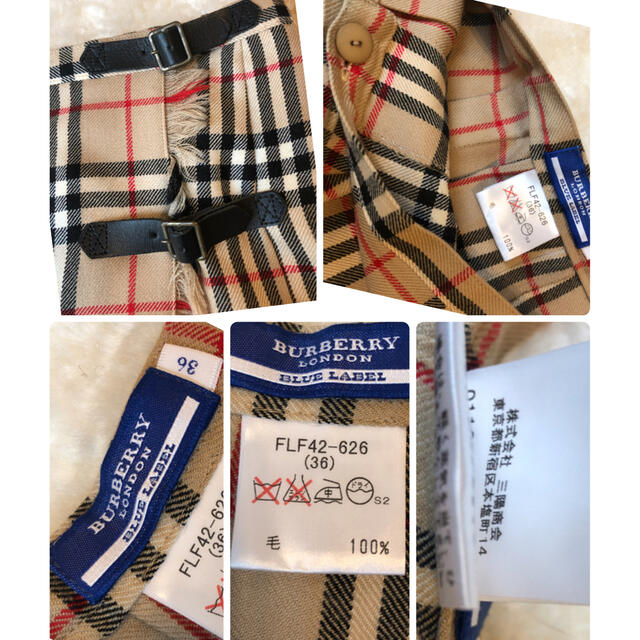 BURBERRY BLUE LABEL(バーバリーブルーレーベル)の美品本物バーバリーブルーレーベル上質ウールチェック柄巻きプリーツスカート♫ レディースのスカート(ミニスカート)の商品写真