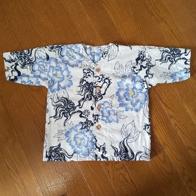 ハンドメイド ダボシャツ 獅子牡丹 キッズ/ベビー/マタニティのキッズ服男の子用(90cm~)(甚平/浴衣)の商品写真