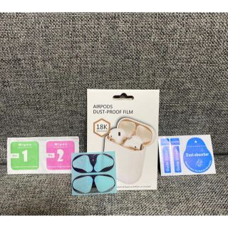 アップル(Apple)の新品　AirPods ダストガード シルバー　クリーンシート付(ヘッドフォン/イヤフォン)