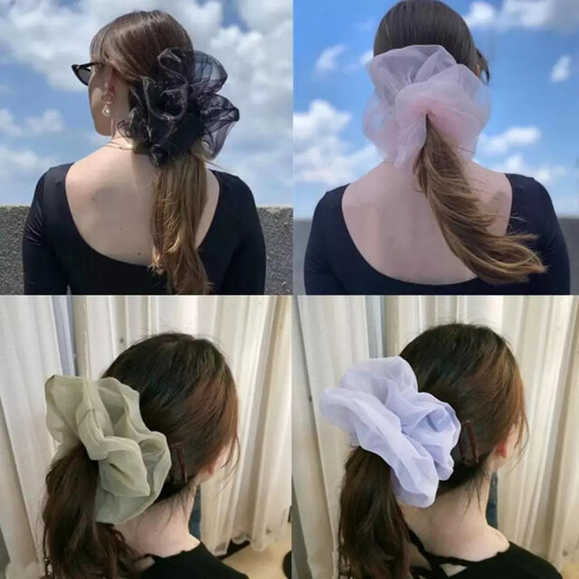 Verybrain(ベリーブレイン)の新品　ボリューム　チュール　シフォン　シュシュ レディースのヘアアクセサリー(ヘアゴム/シュシュ)の商品写真