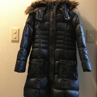 ギャップ(GAP)の最終値下！GAP90%ダウン　ロングコート140 美品　黒　ファーフード(ジャケット/上着)