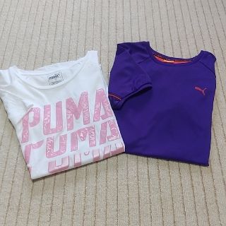 プーマ(PUMA)の【PUMA】Tシャツ　ホワイト　パープル　レディース　　2枚(Tシャツ(半袖/袖なし))