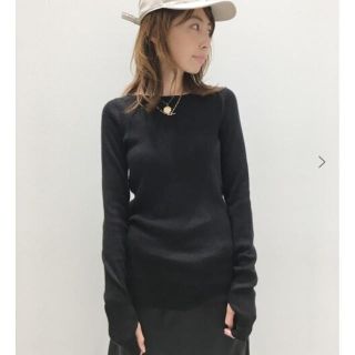 アパルトモンドゥーズィエムクラス(L'Appartement DEUXIEME CLASSE)のL'Appartement　ボートネック RIB KNIT　ブラック(ニット/セーター)