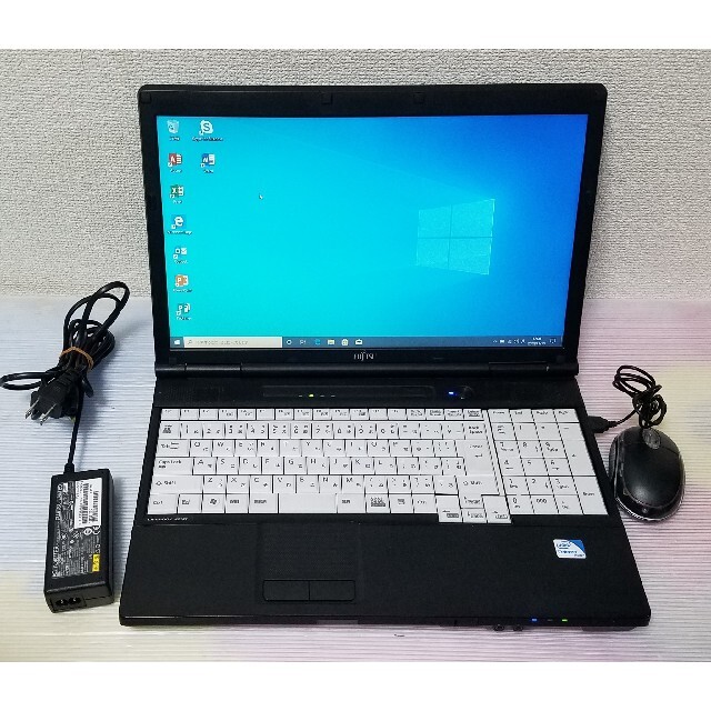 富士通 ノートパソコン Windows10 エクセル ワード DVDマルチ4GB光学ドライブ