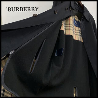 バーバリー(BURBERRY)のBURBERRY バーバリー ステンカラーコート ライナー付 黒 状態極美品(ステンカラーコート)