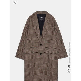 ザラ(ZARA)のZARA チェック柄 オーバーサイズ コート ロングコート チェスターコート(ロングコート)