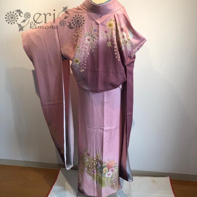 【逸品】薄紫色に辻が花♡落款あり♡