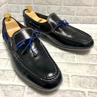 ランバンオンブルー(LANVIN en Bleu)のランバン オン ブルー スリッポン ローファー  黒　本革 パンチング Uチップ(スリッポン/モカシン)