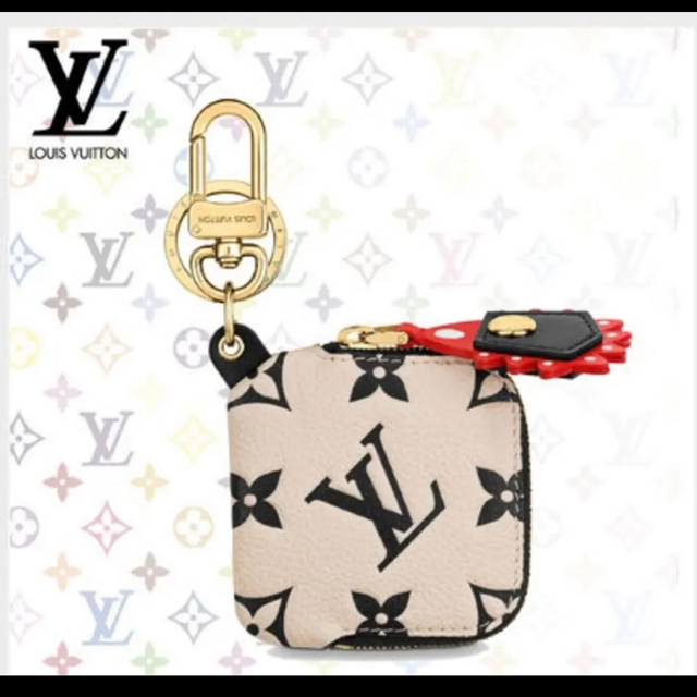 LOUIS VUITTON ルイ ヴィトン  ポルトクレ ヴィトニット キーホルダー M69014 PVC レザー メタル ブラウン グレー系  ねずみ バッグチャーム キーリング ゴールド金具 ビトン 【本物保証】