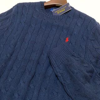 ポロラルフローレン(POLO RALPH LAUREN)の新品 ラルフローレン メンズS ケーブルニットコットンセーター ネイビー ヘザー(ニット/セーター)