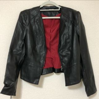 ザラ(ZARA)のZARA ジャケット　レザー ペプラム(ライダースジャケット)