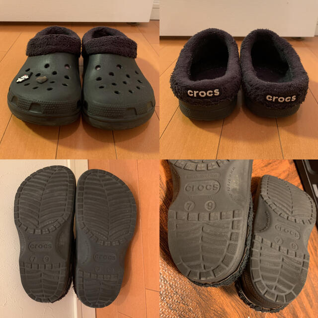 crocs(クロックス)のクロックス サンダル　マンモス　ボア　ブラック黒　クロミジビッツ付き　25センチ レディースの靴/シューズ(サンダル)の商品写真