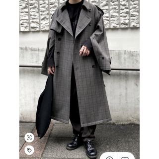 サンシー(SUNSEA)のstein DEFORMATION TRENCH COAT GLEN CHECK(トレンチコート)