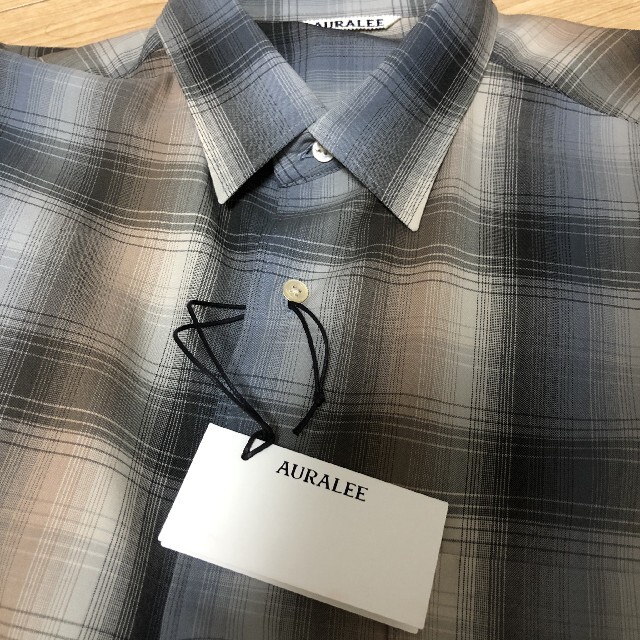 auralee super light wool check shirt