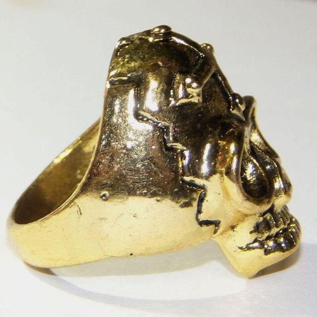 クロス　十字架　スカル　ドクロ　リング　指輪　19号　メンズ　金色 メンズのアクセサリー(リング(指輪))の商品写真