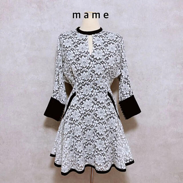 人気 mame レース ワンピース 定価62640円 フレア モノトーン-