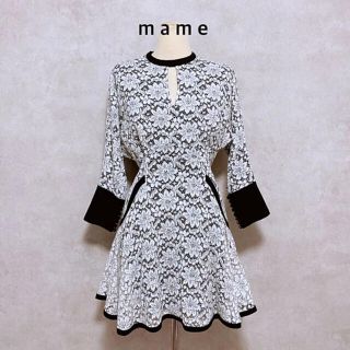 マメ(mame)の人気 mame レース ワンピース  定価62640円　フレア モノトーン(ひざ丈ワンピース)