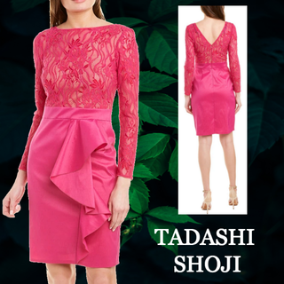 タダシショウジ(TADASHI SHOJI)の★SALE☆【TADASHI SHOJI】レース　フリルカスケード　ドレス(ミディアムドレス)