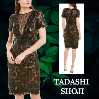 タダシショウジ(TADASHI SHOJI)の★SALE☆【TADASHI SHOJI】レース　スパンコール　ドレス(ミディアムドレス)