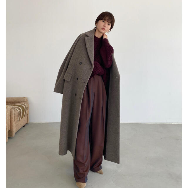 ロングコート CLANE ダブルウールロングコート 美品 ブラウン クラネ