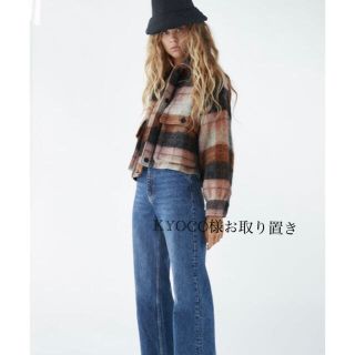 ザラ(ZARA)のZARA クロップド丈チェック柄シャツジャケット オーバーサイズジャケット(テーラードジャケット)