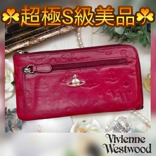 ヴィヴィアンウエストウッド(Vivienne Westwood)のヴィヴィアン ウエストウッド 赤 レッド 型押し レザー オーブ 薄型 長財布(財布)