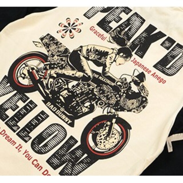 PEAK'D YELLOW(ピークドイエロー)のﾋﾟｰｸﾄﾞｲｴﾛｰ/ﾛﾝT/白×黒/pylt-223/ｶﾐﾅﾘﾓｰﾀｰｽ メンズのトップス(Tシャツ/カットソー(七分/長袖))の商品写真