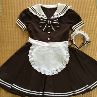 ボディライン(BODYLINE)のセーラーメイド服♡ブラウン 茶色(ミニワンピース)