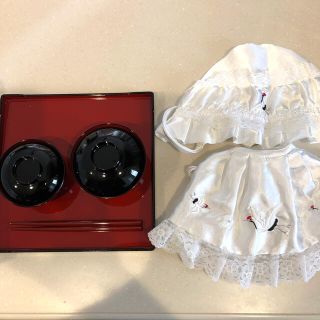 お食い初め　食器　お宮参り　スタイ　帽子　セット　女の子用(お宮参り用品)