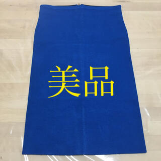 セシルマクビー(CECIL McBEE)のニットスカート　ブルー　美品(ひざ丈スカート)