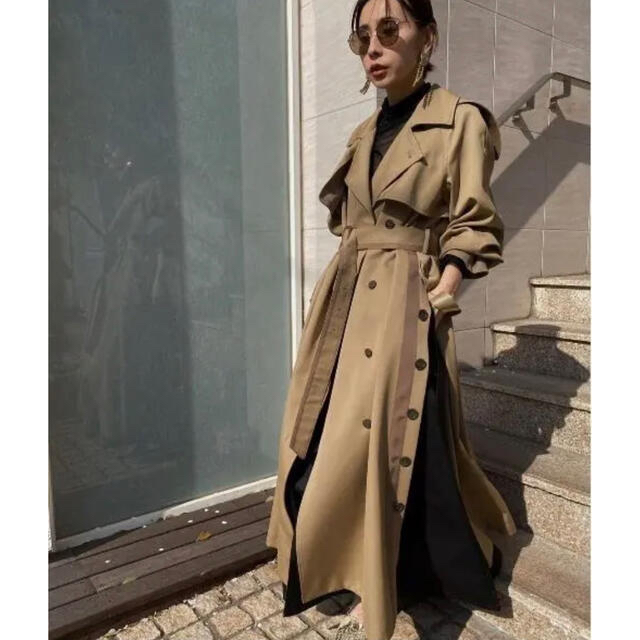 Ameri MINIMAL FLARE LONG TRENCH COAT