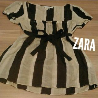 ザラ(ZARA)の【ZARA】ザラ　シフォンチュニック　シルク混(チュニック)