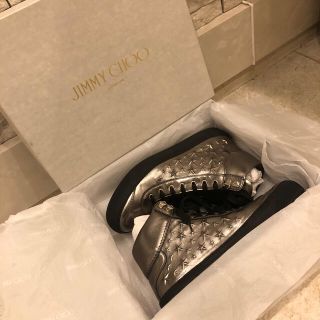 ジミーチュウ(JIMMY CHOO)の未使用　ジミーチュウ  スニーカー  アーガイル　ガンメタル　シルバー(スニーカー)