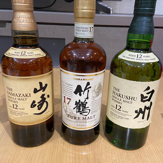 山崎12年 竹鶴17年  白州12年  700ml 未開封3本セットウイスキー