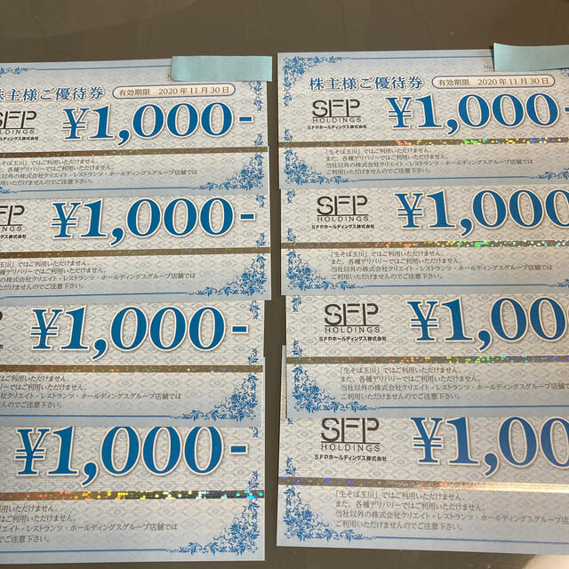 SFPホールディングス株主優待今月末迄8000円磯丸水産、鳥良商店、きづなすし等