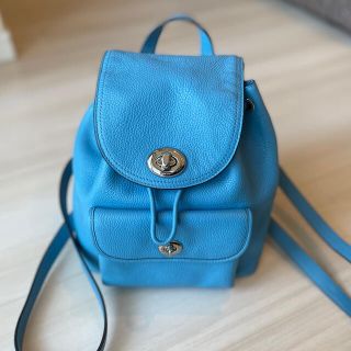 コーチ COACH レザーリュック ライトブルー バックパック