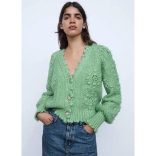 ザラ(ZARA)のビジューカーディガン(カーディガン)