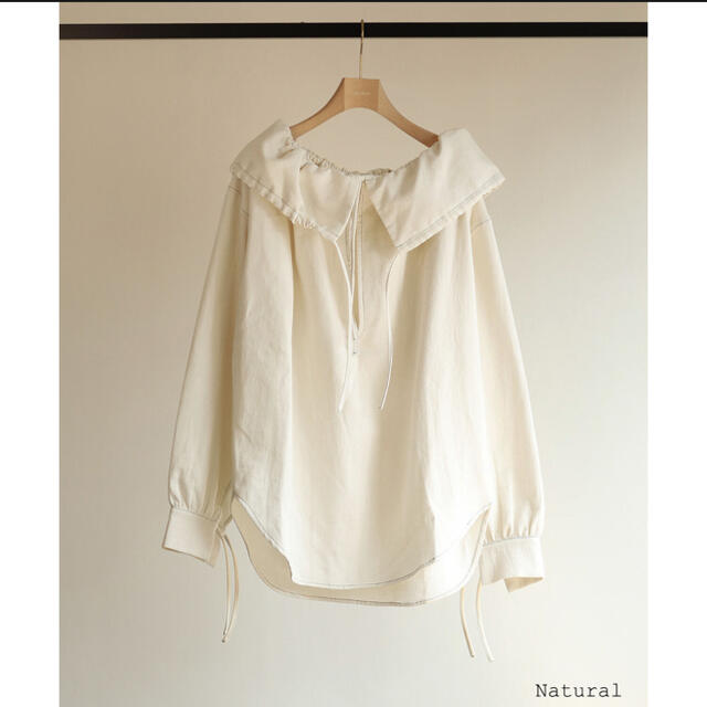 Cotton Doubleface Gather Collar Blouse レディースのトップス(シャツ/ブラウス(長袖/七分))の商品写真