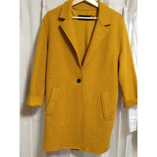 ザラ(ZARA)のZARA★一重コート  マスタード色(ガウンコート)