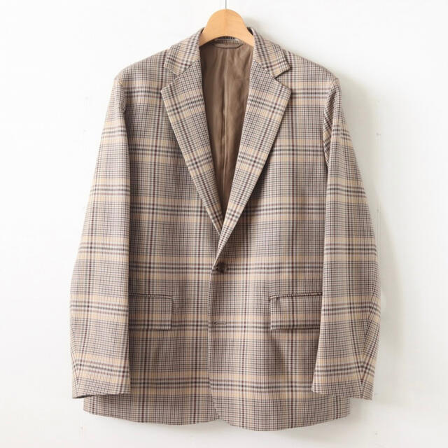 AURALEE WOOL SERGE CHECK JACKET