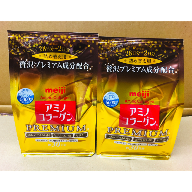 明治 - meiji アミノコラーゲン プレミアム 詰替え用 214g x 2袋の通販 by あいうえお｜メイジならラクマ