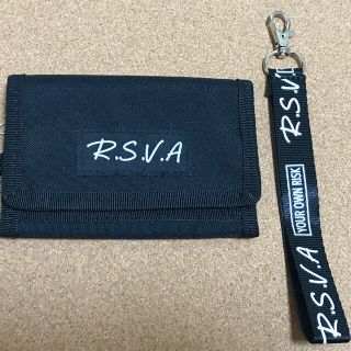 R.S.V.A  三つ折り　財布　ブラック　ナイロン　ストラップ　ホワイト(財布)