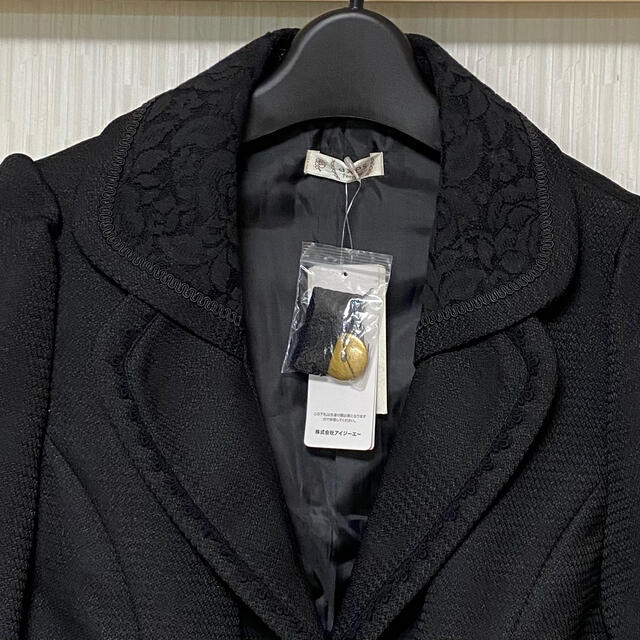 axes femme(アクシーズファム)のアクシーズファム　リボン付きレースデザインジャケット　黒 レディースのジャケット/アウター(テーラードジャケット)の商品写真