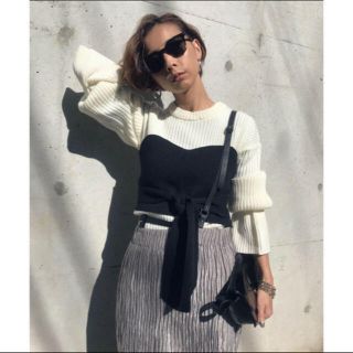 アメリヴィンテージ(Ameri VINTAGE)のAMERI CORSET DOCKING KNIT ニット　ホワイト(ニット/セーター)