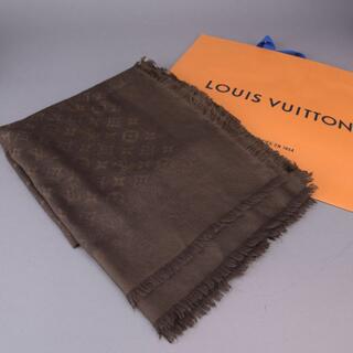 ルイヴィトン(LOUIS VUITTON)の美品♡ルイヴィトン モノグラム 大判ストール・ショール シルク ブラウンひざ掛け(ストール/パシュミナ)